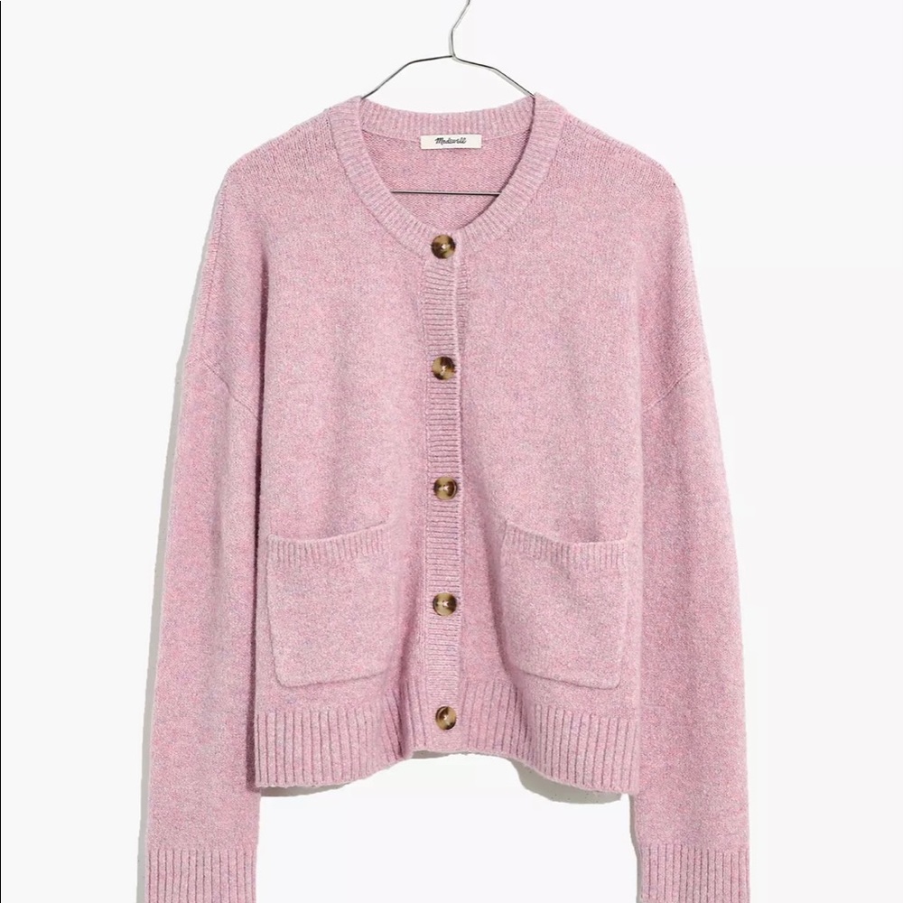 MADEWELL Colburne Crop Cardigan Sweater Lilac